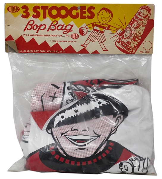 Three Stooges ''Bop Bag'' Inflatable Bag From 1959 by Ideal in Original, Unopened Packaging